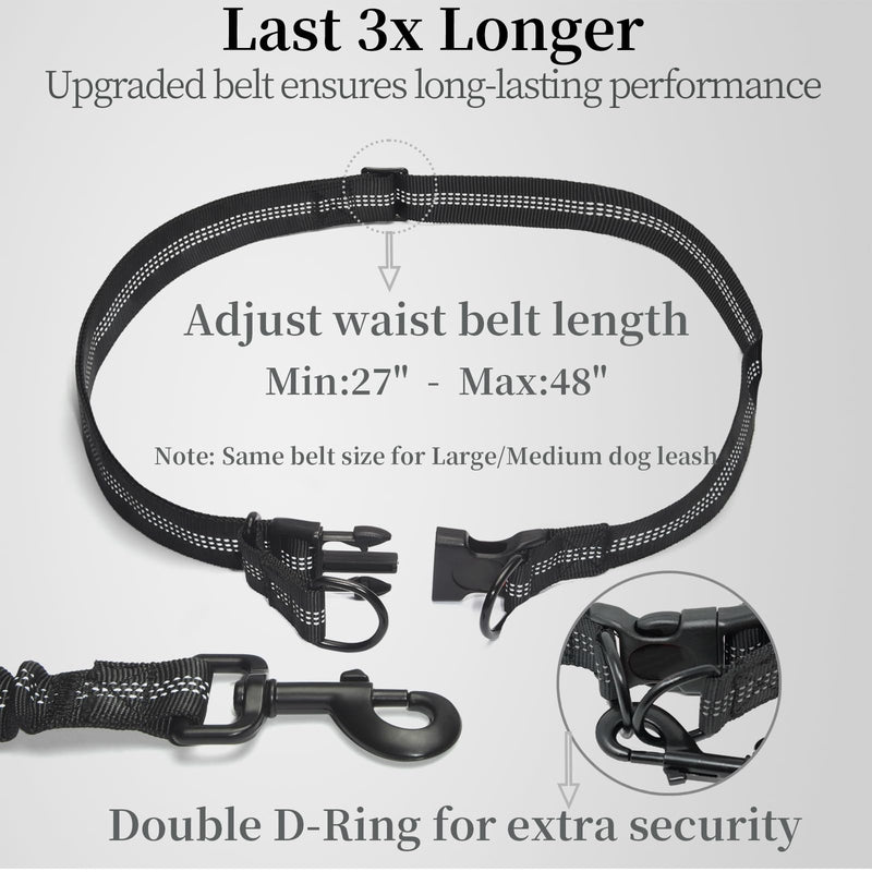 iYoShop Hands Free Dog Leash with Zipper Pouch, Dual Padded Handles and Durable Bungee for Walking, Jogging and Running Your Dog (Large, 25-120 lbs, Black) Large - BeesActive Australia