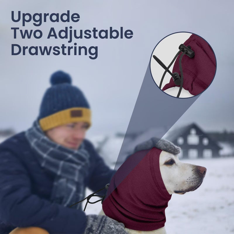 IECOii Calming Hoodie Dog Ear Cover Dull Red,L -Soft No Shake Dog Ear Wrap Hematoma, Adjustable Head Protection for Fireworks Grooming, Anxiety Relief, Thunderstorm, Bathing Noise Protection
