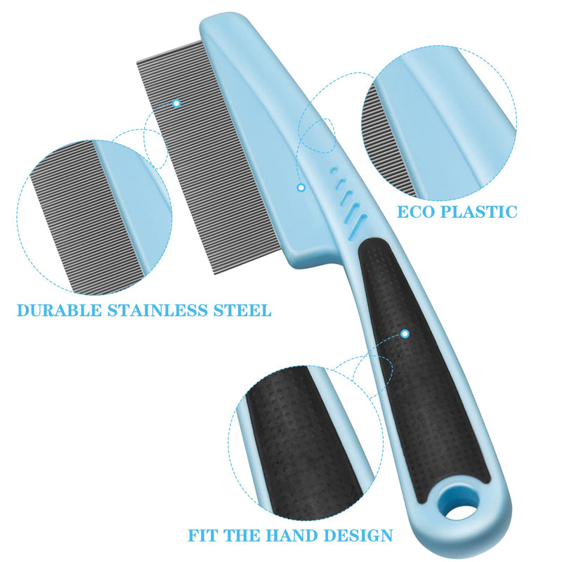 Flea Comb,2Pcs Flea Comb for Cat Dog Fine Teeth Lice Combs Metal Head Comb Tear Stain Remover Combs Pet Grooming Comb for Dogs Cats Small Pets - BeesActive Australia
