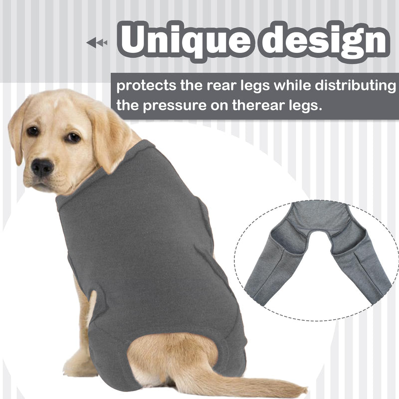 Hjyokuso dog bodysuit after surgery, dog bodysuit after surgery with leg, wound protection suits for dogs, dogs hind leg protection, anti-wound licking surgery body dogs, E-collar alternative for dogs, dog leg protection bodysuit M grey - BeesActive Australia