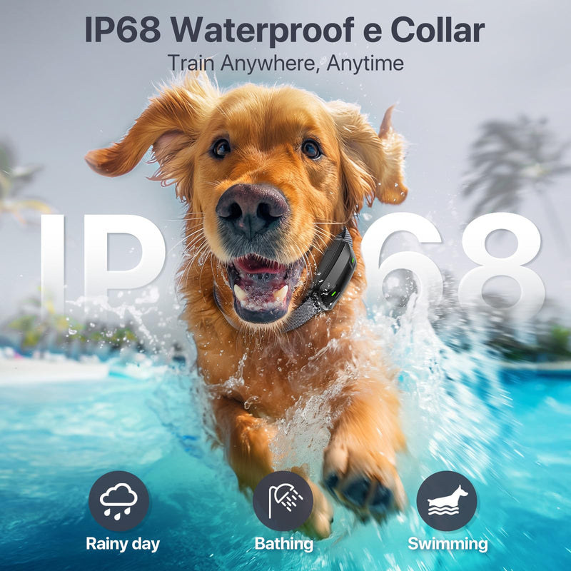 Dog Training Collar, Dog Shock Collar with Remote Control for Medium Large Dogs 40-120lbs Waterproof, Shock Collar for Dogs with Beep Vibration Shock and Security Lock Classic BLK - BeesActive Australia