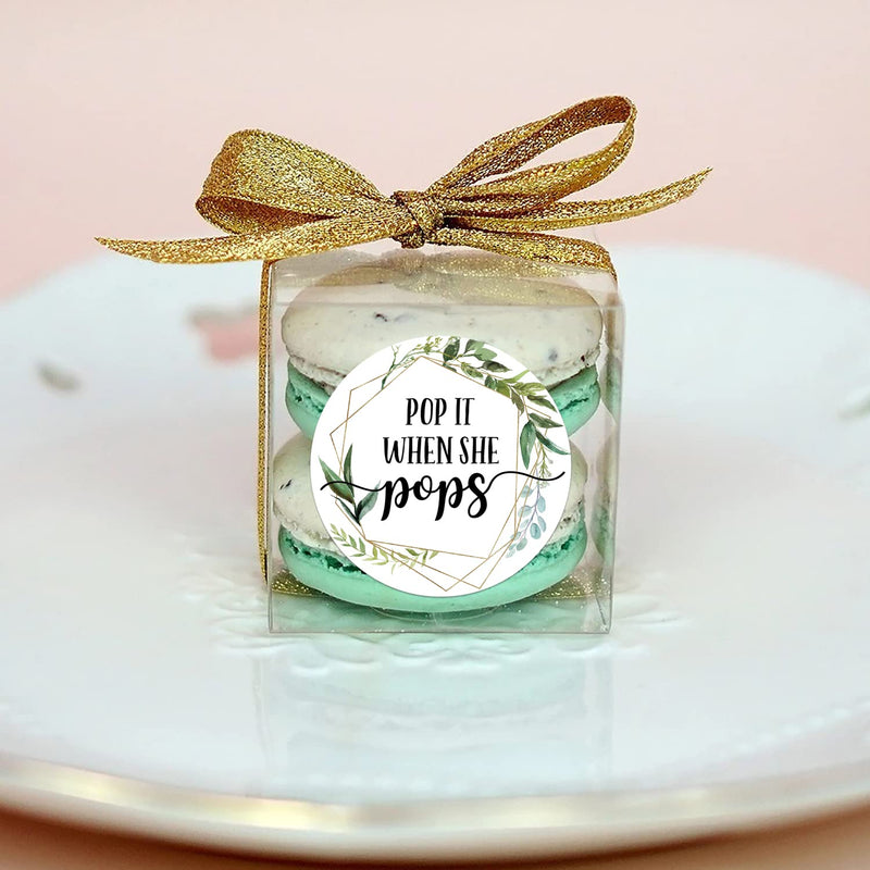 Pop It When She Pops Stickers, Mini Champagne Bottles Baby Shower Stickers, Baby Shower Favor Stickers, Pack of 50, 2 Inch Round Adhesive Stickers - BeesActive Australia