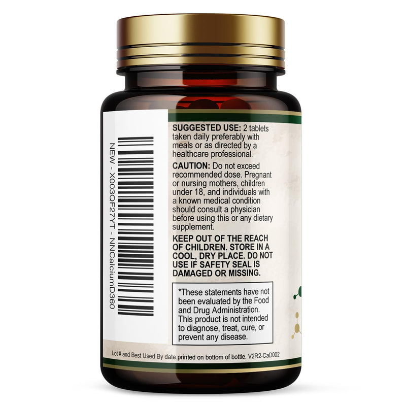 Calcium 1200 mg with Vitamin D3 - Bone Health Supplement, Vitamin D & Calcium Supplements for Women & Men - Bone Strength, Teeth & Immune Support, Nature's Calcium Pills, Bottled in USA - 60 Tablets 60 Count (Pack of 1)
