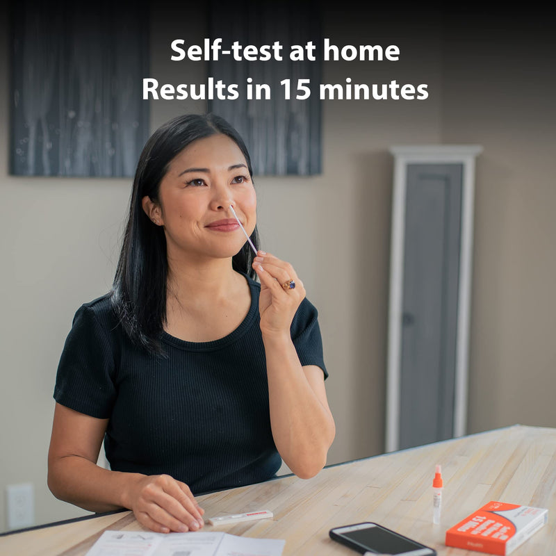 iHealth COVID-19 Antigen Rapid Test, 1 Pack, 2 Tests Total, FDA EUA Authorized OTC at-Home Self Test, Results in 15 Minutes with Non-invasive Nasal Swab, Easy to Use & No Discomfort Orange
