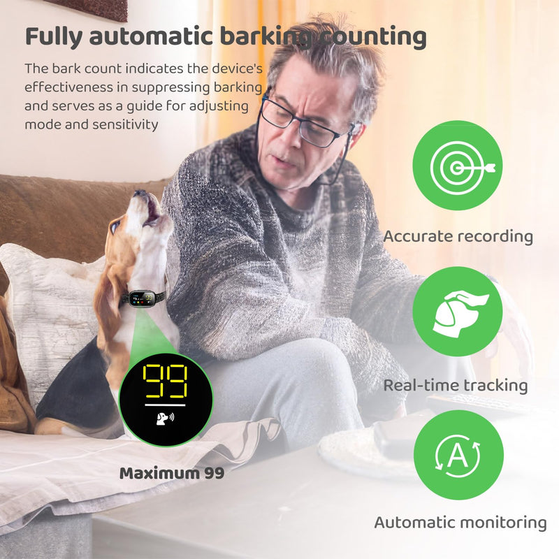Dog Bark Collar Effective No Bark Training for Dogs of Large Medium and Small Rechargeable Anti Bark Collar for Dogs Automatic Bark Collar with 5 Adjustable Sensitivity Beep and Vibration Modes Black - BeesActive Australia