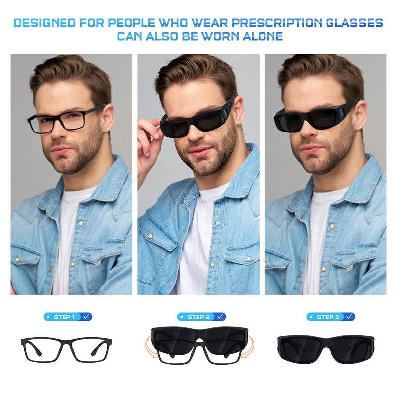 Night Driving Glasses Night Vision Glasses Fit Over Glasses Sunglasses for Men Polarized Sunglasses L/Black Frame Night Vision Lens - BeesActive Australia