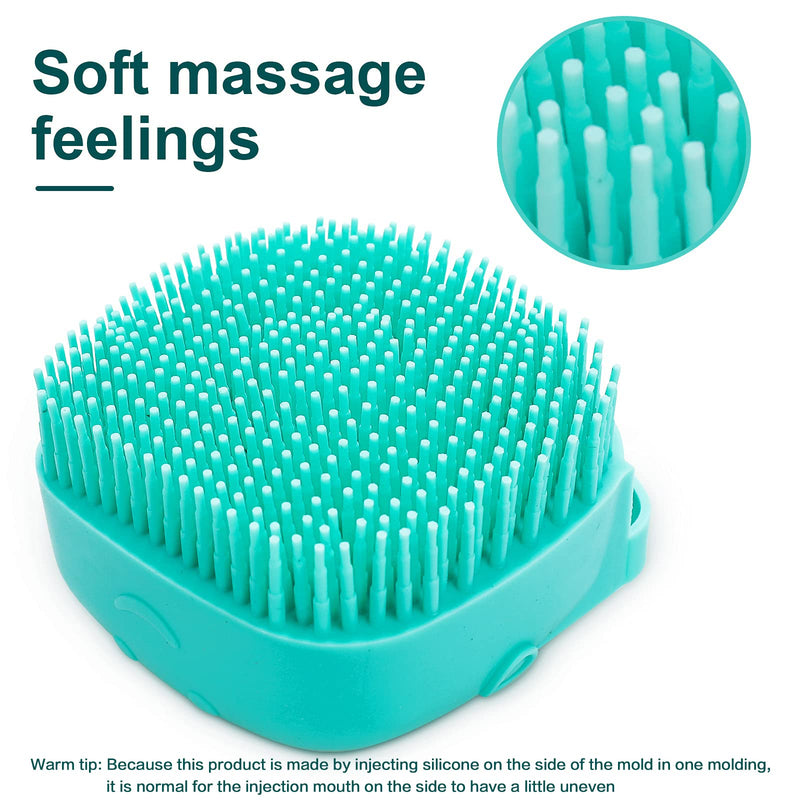Dog Bath Brush, Pet Massage Brush Shampoo Dispenser, Soft Silicone Brush Rubber Bristle for Dogs and Cats Shower Grooming Blue - BeesActive Australia
