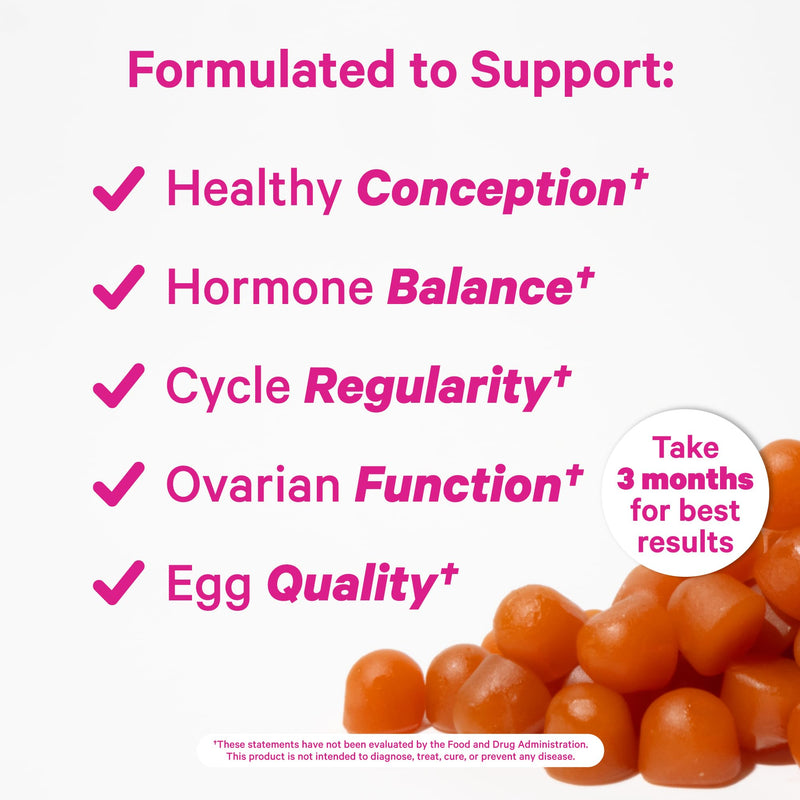 Pink Stork Premium Fertility Gummies for Women, 60 Gummies, 2 Pack | Fertility Gummies with CoQ10, Myo-Inositol & Methylated Folate | OBGYN-Formulated | Hormone Balance & Cycle Support 60 Count (Pack of 2)