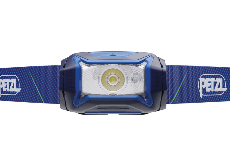 PETZL Tikka Headlamp - Compact 350 Lumen Light with Red Lighting, for Hiking, Climbing, Running, and Camping - Blue