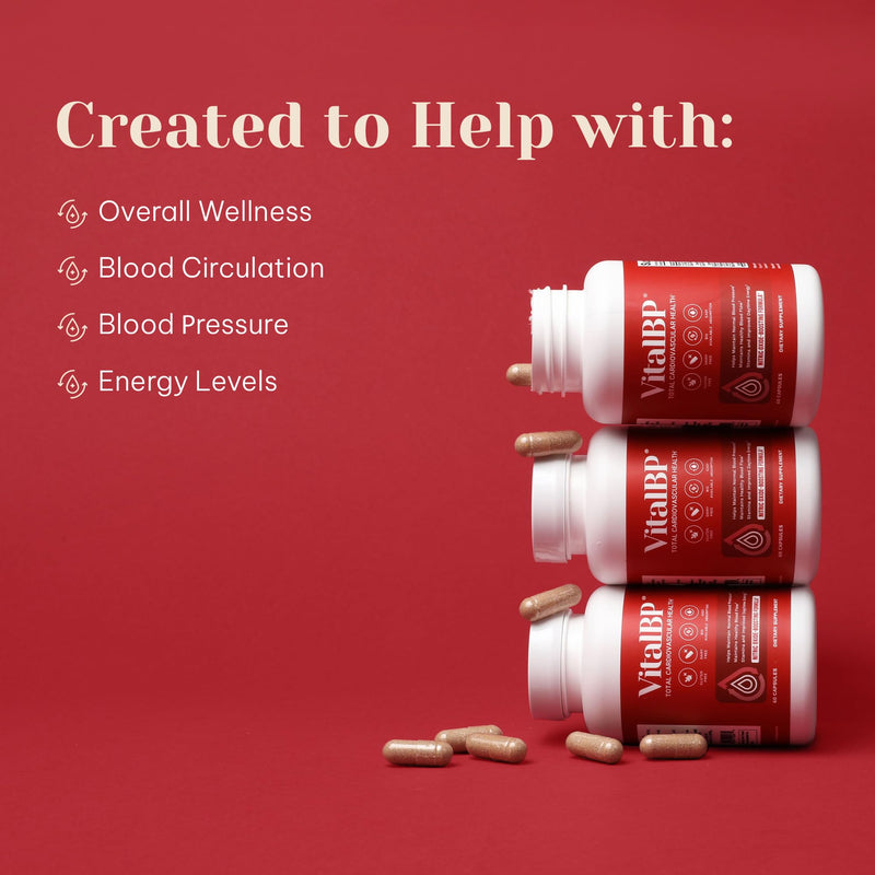 VitalBP Blood Pressure, Blood Flow & Artery Support, CoQ10, K2 & D3, 60Caps | With L-citrulline to support normal blood pressure, blood flow & artery health. 60 Count (Pack of 1)