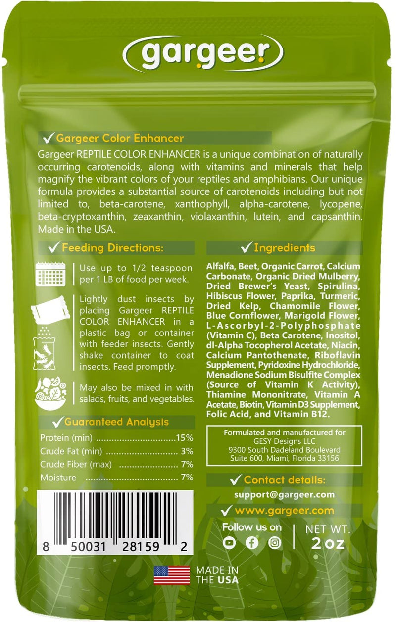 All Reptiles Color Enhancer. Magnify Vibrant Colors, and Boost Health with Much Needed Minerals and Vitamins. 2oz Pouch for Weekly Use. Enjoy! - PawsPlanet Australia