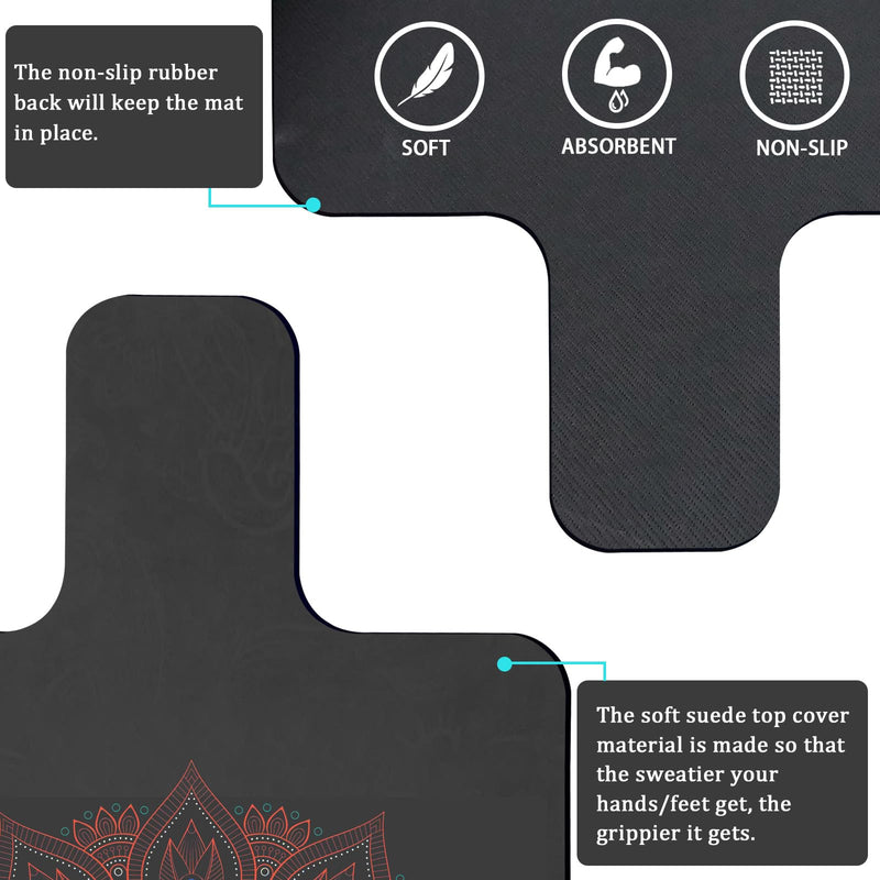 Non-Slip Pilates Reformer Mat Cover for Pilates Reformer Machine Equiment Extra Thick 1.5mm, 39 * 24inch,Mandala Flower Pantern Red