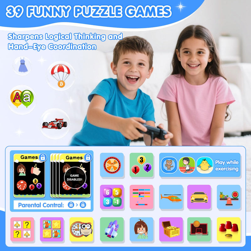 MOFGDNI Smart Watch for Kids with 39 Games Touchscreen Camera Video, Music Player, Pedometer, Calculator, Calendar, Stopwatch, Flashlight, Alarm Clock 12/24 hr, Birthday Gifts Toys for Boys Ages 3-12 Blue