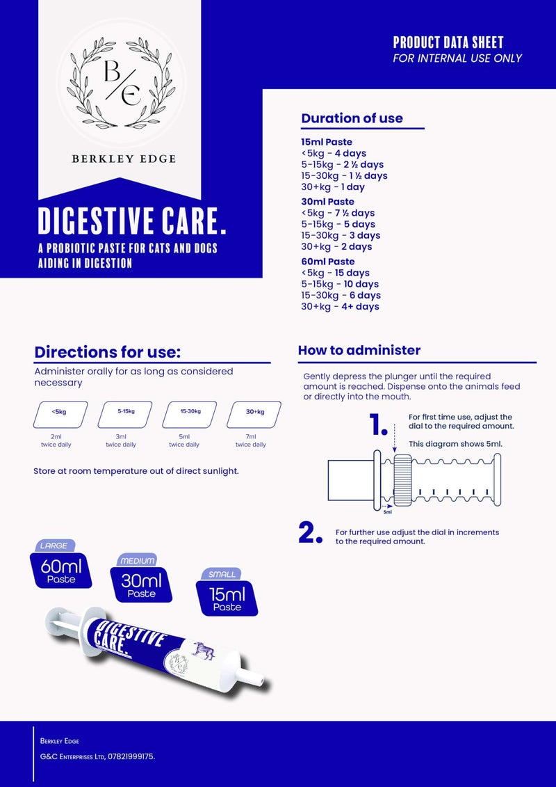 Vet Quality Advanced Pet Pre & Probiotic Paste - Fast Acting Treatment For Dogs & Cats - Diarrhoea - Digestive Upset - Bacterial Gut Imbalance - Firms Loose Stools – 30ml Syringe (Pack of 1)