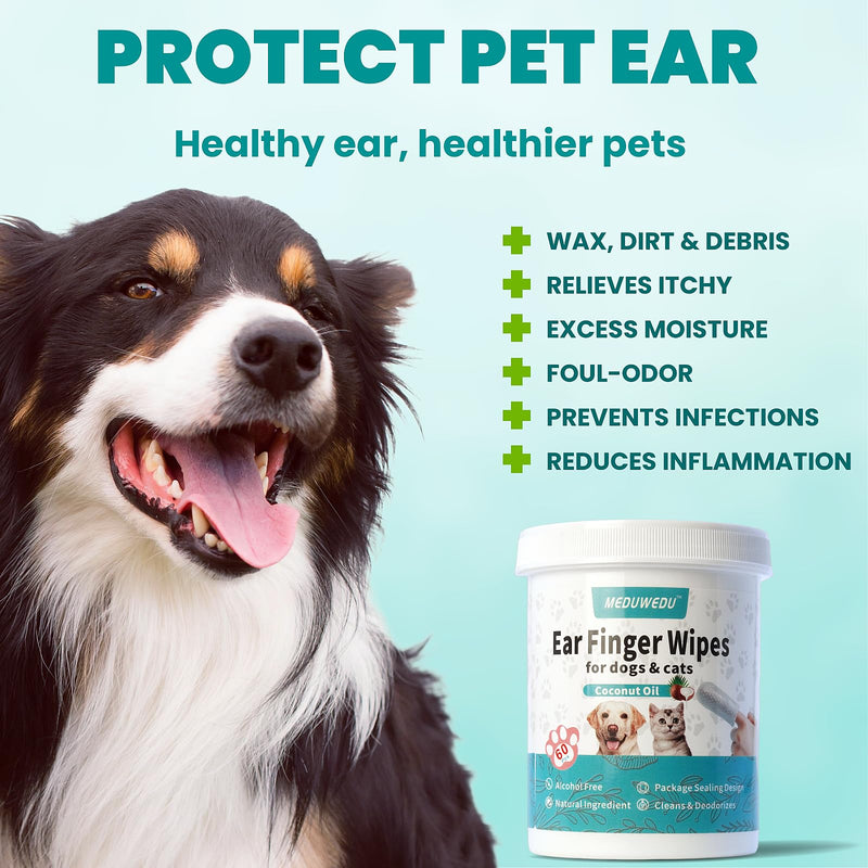 MEDUWEDU Citrus Ear Care Combo – Grapefruit Finger Wipes + Cotton Swabs for Dogs & Cats