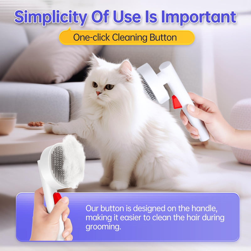 Cat Brush for Shedding with One-Click Button, Pet Comb for Indoor Cats, Suitable for Long or Short Haired Cats, Small and Medium Dogs, Grooming for Puppy Kitten Massage Removes Loose Fur - BeesActive Australia