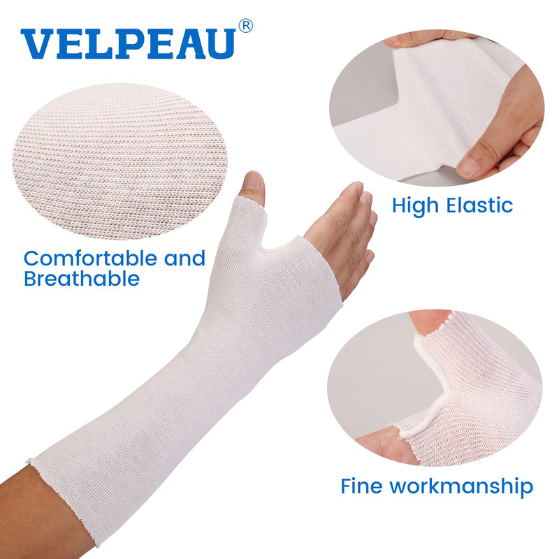 Hand Socks for Splint (Pack of 10), Stockinette Tubing, Thin Breathable Surgical Sleeves for Arm, Wrist and Thumb Sleeve Under Brace, Cast Wrap Liner for Men & Women, Fit Left & Right Hands (White, L) Large White