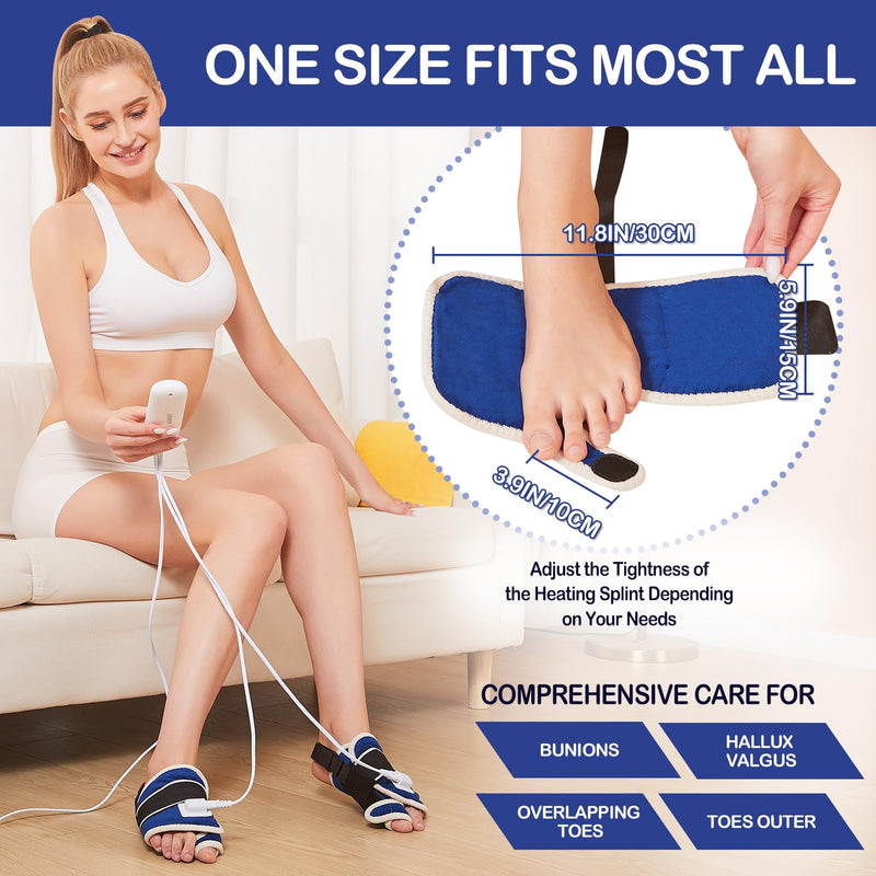 JOBYNA Electric Heating Bunion Correction, 2PCS 86-158 Big Toe Straightener for Hallux Valgus Bunion Pain Relief, Auto Shut Off, One Size Fits Most All For Bunion Splints - BeesActive Australia