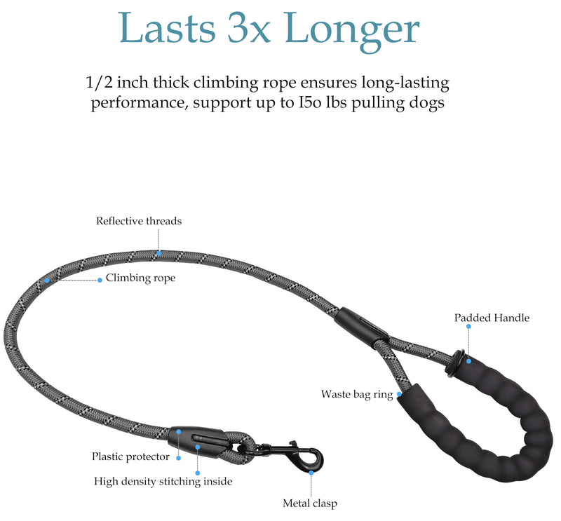 Dog Leash, Double Dog Leash for Two Dogs, Heavy Duty Adjustable Dual Dog Leash No Tangle, Bungee Retractable Split Multiple Leash for Walking 2 Dogs, Dog Poop Bags Trip Essentials (5.5FT-1/2”, Black) - BeesActive Australia