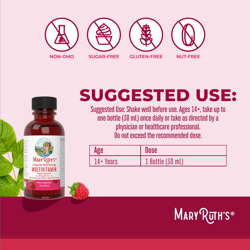 MARYRUTH'S Liquid Morning Multivitamin Travel Pack, Beauty, Vegan, 8 Pack | Mens & Womens Multivitamin, Vitamin A C D E B6 B12 Biotin Zinc, Beauty, Immunity, Vegan 1 Fl Oz (Pack of 8)