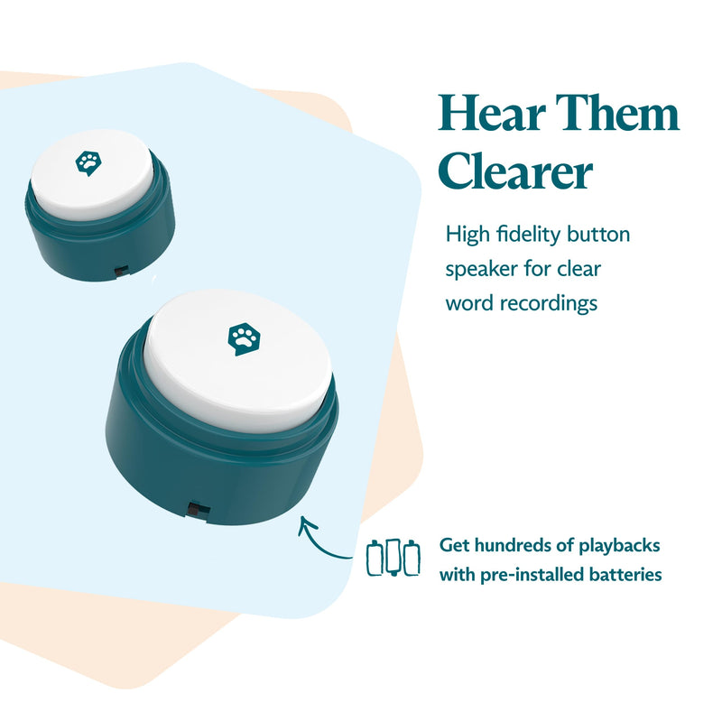 FluentPet Basic Buttons 6-Pack | Recordable Buttons with Batteries Included for Dogs and Cats | Customizable Cat/Dog Buttons for Communication | HexTiles Required (Sold Separately) - BeesActive Australia