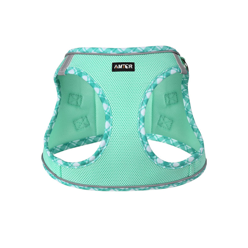 AMTOR Small Dog Harness with Leash Set, No Escape Easy Walk Puppy Harnesses for Training Walking, Step-in Reflective Soft Dogs Vest for XS S Medium Extra-Small Large Sized Dog(Green,S) Small(Chest:13"-15") Green - BeesActive Australia