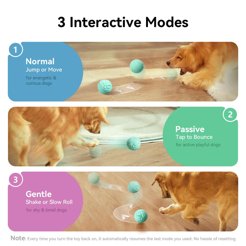 Cheerble [2025 Upgrade Smart Interactive Dog Toys,Wicked Ball AIR,3 Interactive Modes,Self Moving Bouncing Rotating Ball,E-TPU Material,IPX7 Waterproof,Active Rolling Ball for Medium and Large Dogs Aqua - BeesActive Australia