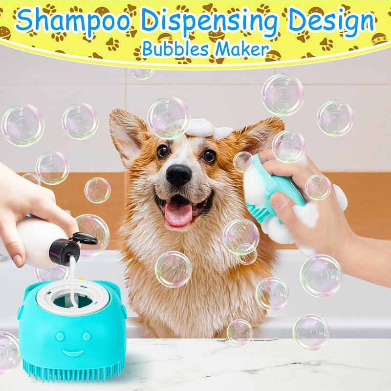 Ponpon 3PCS Dog Bath Brush with 4Pcs Dog Toothbrush, Dog Scrubber for Bath, Dog Shampoo brush with Adjustable Ring Handle, Dog Shower Brush for Long Short Hair - BeesActive Australia