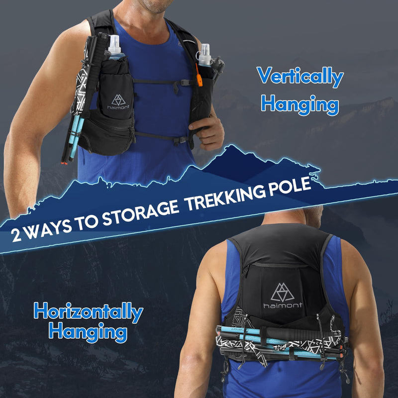 Haimont Hydration Running Vest with Water Bottles for Women Men, Adjustable Lightweight 8L Water Backpack with Soft Flasks for Trail Running Marathon Black Small - BeesActive Australia