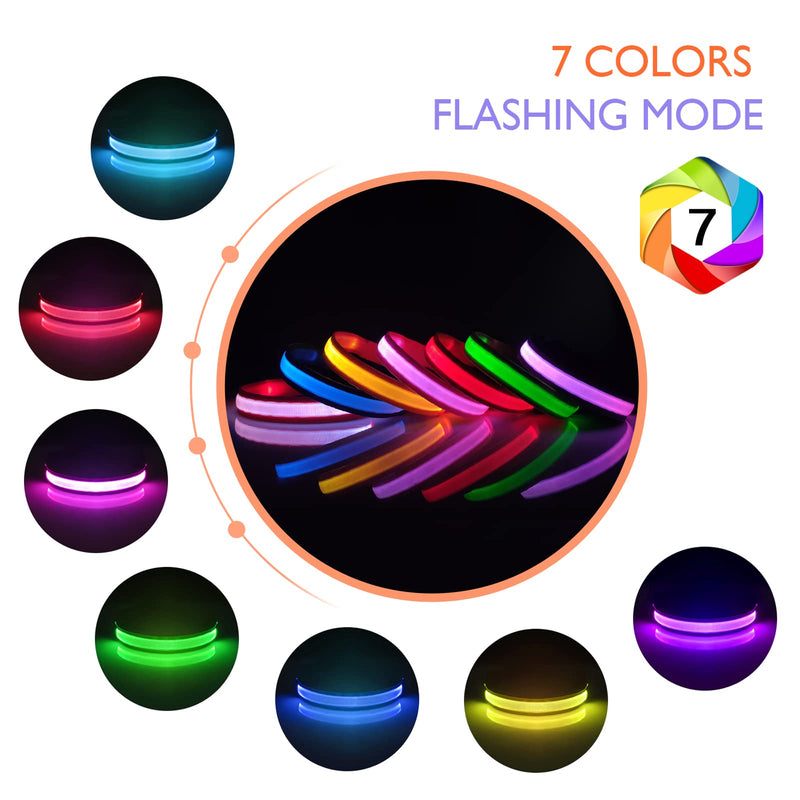 PcEoTllar Luminous Dog Collar, Luminous Dog Collar, Rechargeable, 7 Colors with 9 Light Modes, LED Collar for Dogs, Waterproof, Luminous Collar for Small Medium Large Dogs, Black-M M - BeesActive Australia