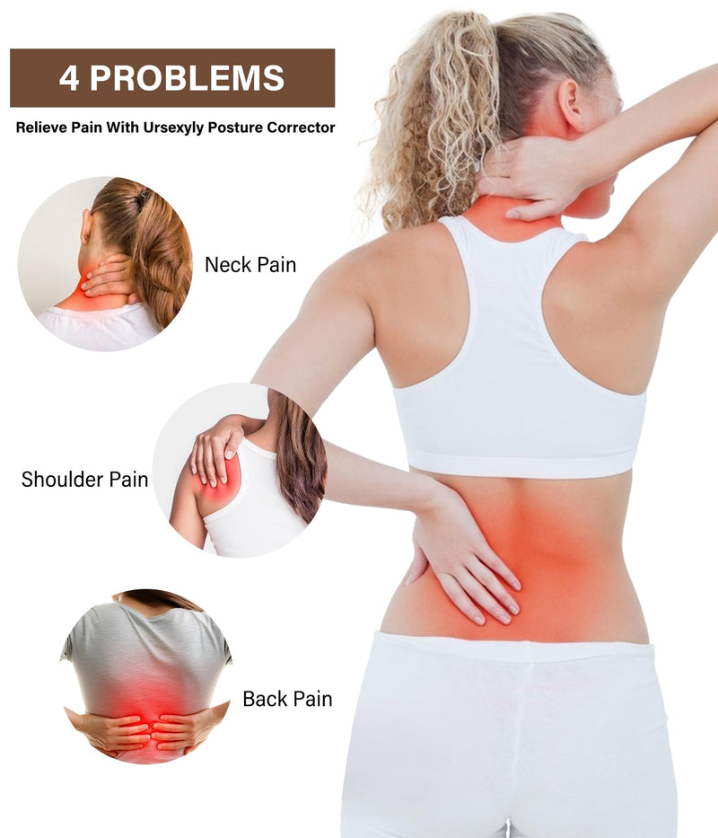 URSEXYLY Back Brace Posture Corrector for Women Breathable Posture Brace Adjustable Full Back Support Brace,Upper and Lower Back Pain Relief(Medium,Black) Medium Black