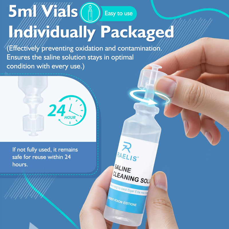 Saline Solution, 300ml /10.56 FL OZ Normal Solution for Multiple Household Uses, 5ml Each, 60 per Box