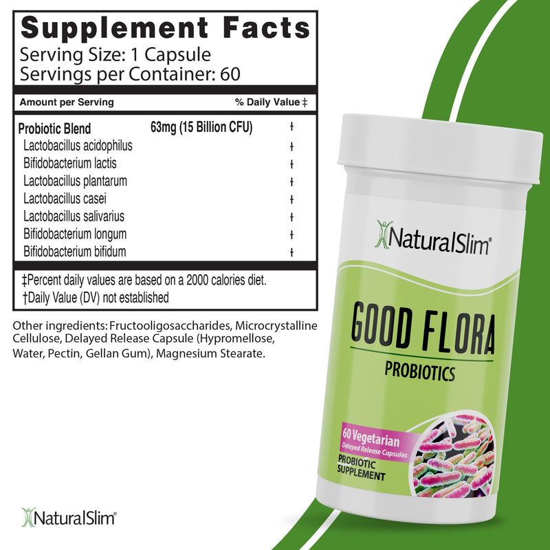 NaturalSlim Probiotic Gentle Formula, 60 Vegetarian Capsules | Gut Health, Digestion, Immune Support and De-Bloating Formula with 7 Probiotic Strains 60 Count (Pack of 1)