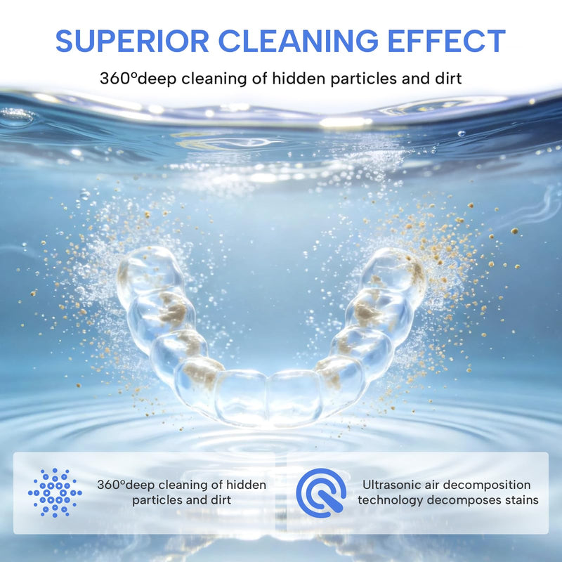Ultrasonic Retainer Cleaner-45kHz Retainer Cleaner Machine,4 Modes Ultrasonic Cleaner for Dentures, Aligners,Mouth Guards, Braces,Toothbrush,Jewelry-200ML Dental Pod(White) White - BeesActive Australia