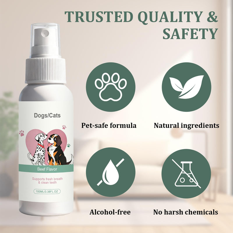Denta Cleaning Spray for Dogs & Cats, 2 Pcs Dog Dental Spray, Natural Breath Freshener, Supports Gum Health, Easy Spray Use, 100ml