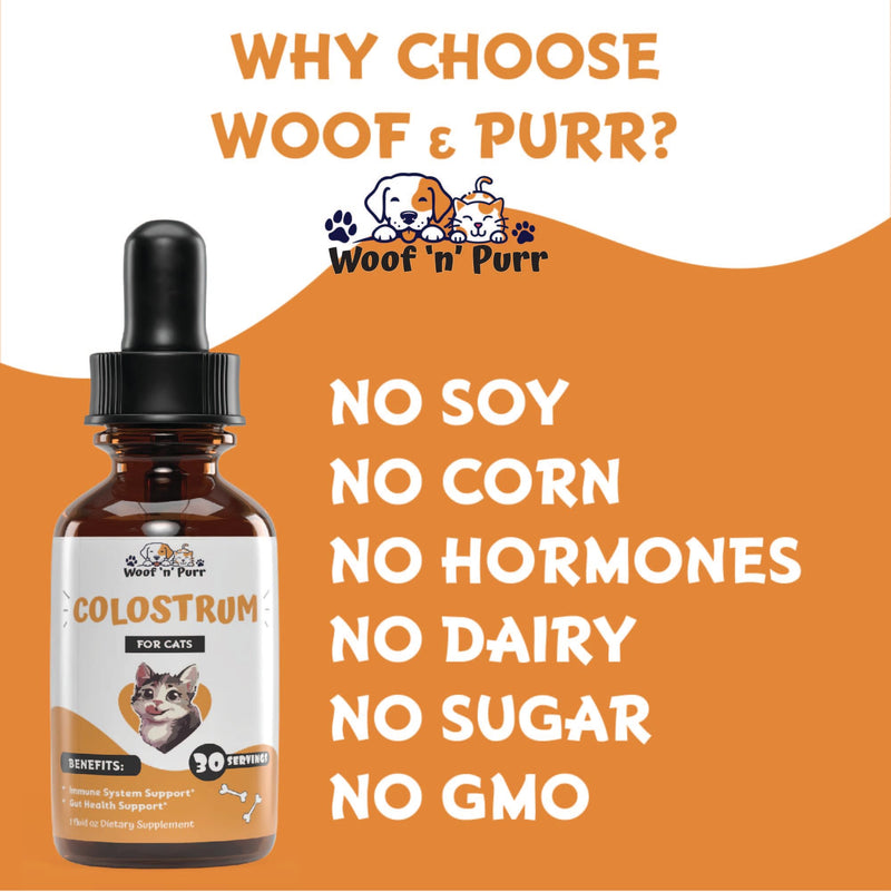 Colostrum for Cats - May Help to Support Cat's Allergies, Immune Health, Skin & Coat Health & Much More - Cat Immune Support - Cat Skin and Coat Supplement - 1 fl oz - Chicken Flavor