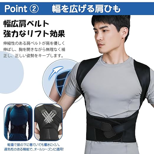 Smato Posture Support Belt, Hunchback Belt, Large Size, No Pain in the Armpits, For Men, Inconspicuous, Back and Stomach Area, Waist, Hips, Back Muscles, Shoulders, Freely Adjustable, Unisex (M) - BeesActive Australia