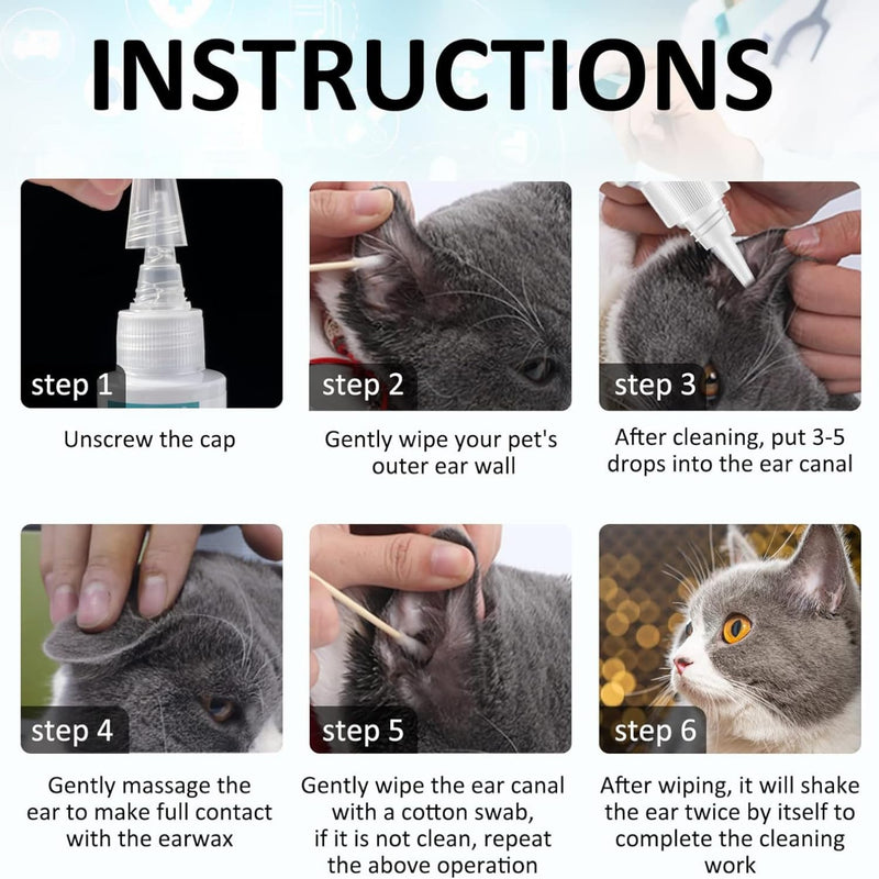 Dog Ear Cleaner, Dog Ear Drops for Infection Antibiotics, Non-Toxic, Non Irritating, Anti Fungal Ear Drops for Dogs & Cats, Dog Ear Infection Treatment, Dog Ear Cleaner Solution (1 pack) 1 pack