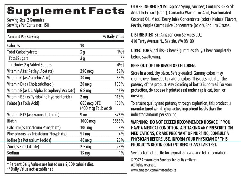 Amazon Basics Women's Multivitamin, 300 Gummies (150 Servings) (Previously Solimo) 300 Count (Pack of 1)