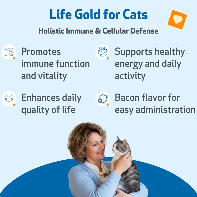 Pet Wellbeing Life Gold for Cats - Supports Detoxification & Healthy Immune Defenses with Burdock & Sheep Sorrel - NASC Certified & Vet-Formulated - 4 oz Liquid Formula