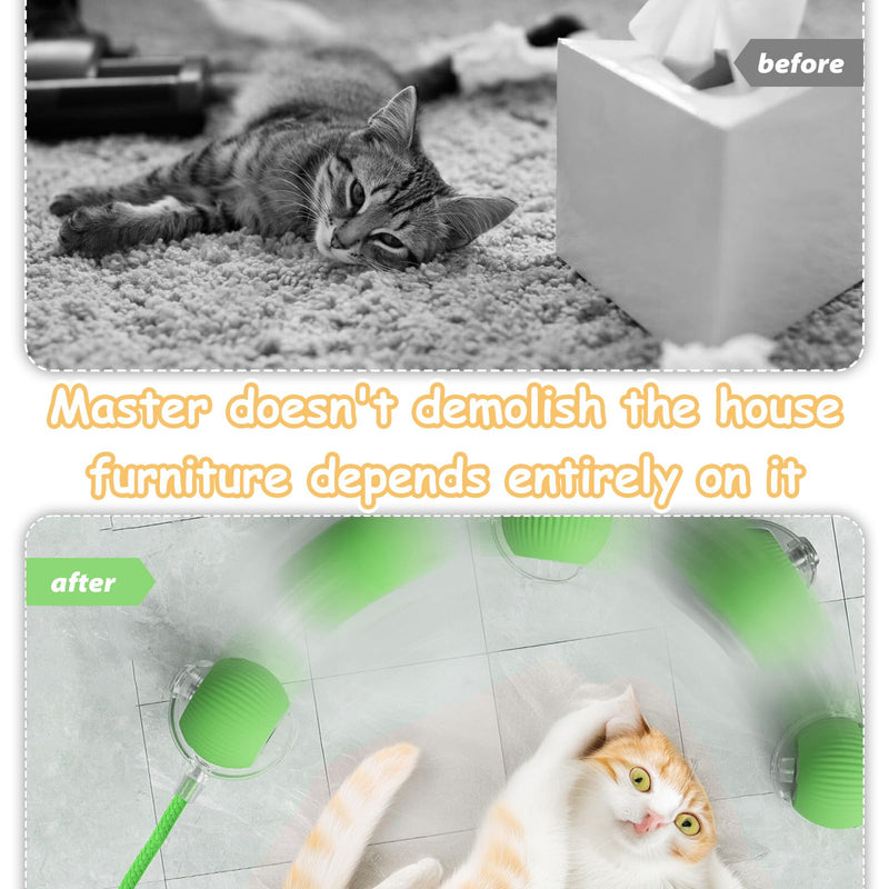 Interactive Rolling Pet Ball, Upgraded Electric Rolling Cat Toys Ball Self Moving Dog Toy, 360° Automatic Rolling Ball Toy Electric Pet Balls for Cats Dogs (Green) Green - BeesActive Australia