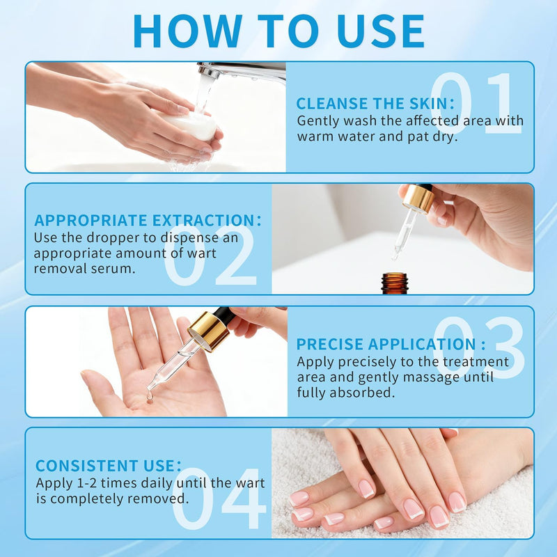 Natural Wart Oil Liquid Drops – Fast, Safe for Kids, Maximum Strength Wart Ointment with Pure Essential Oils – No Pain, No Scarring, Easy to Use on Face, Neck, Body, Hands, Feet
