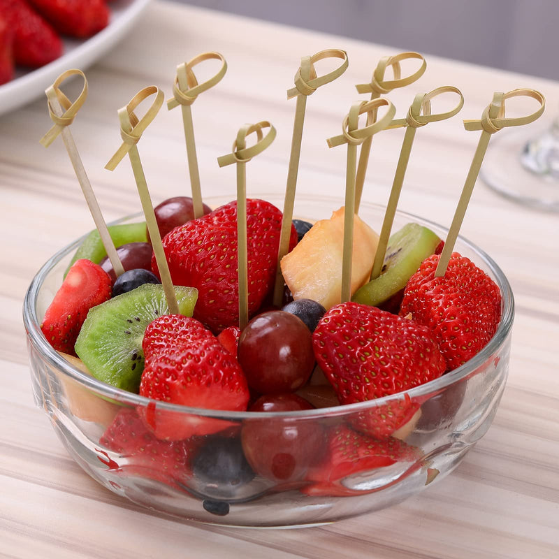 200 PCS Cocktail Picks, 6 Inch Toothpicks for Appetizers, Natural Bamboo Knot Skewers, Mini Food Sticks, Fancy Tooth Picks for Drinks, Fruit, Charcuterie, Cocktail Garnish Accessories, Party Supplies Knot 6 Inch 200 Pcs - BeesActive Australia