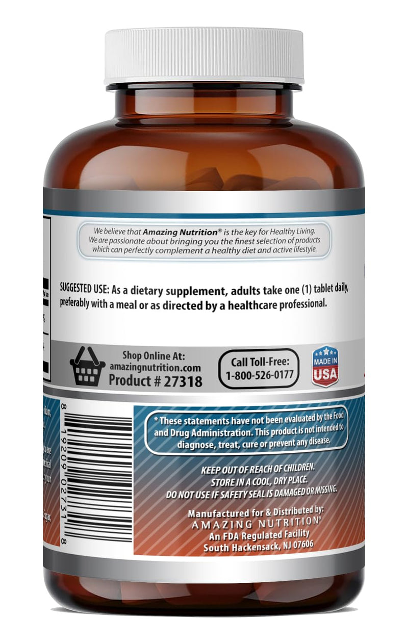 Amazing Formulas Calcium 600 Mg with Vitamin D3 400 IU Tablets Supplement - Non-GMO - Gluten Free - Made in the USA - 1 Pack 250 Count Unflavored | 250 Count | 1 Pack
