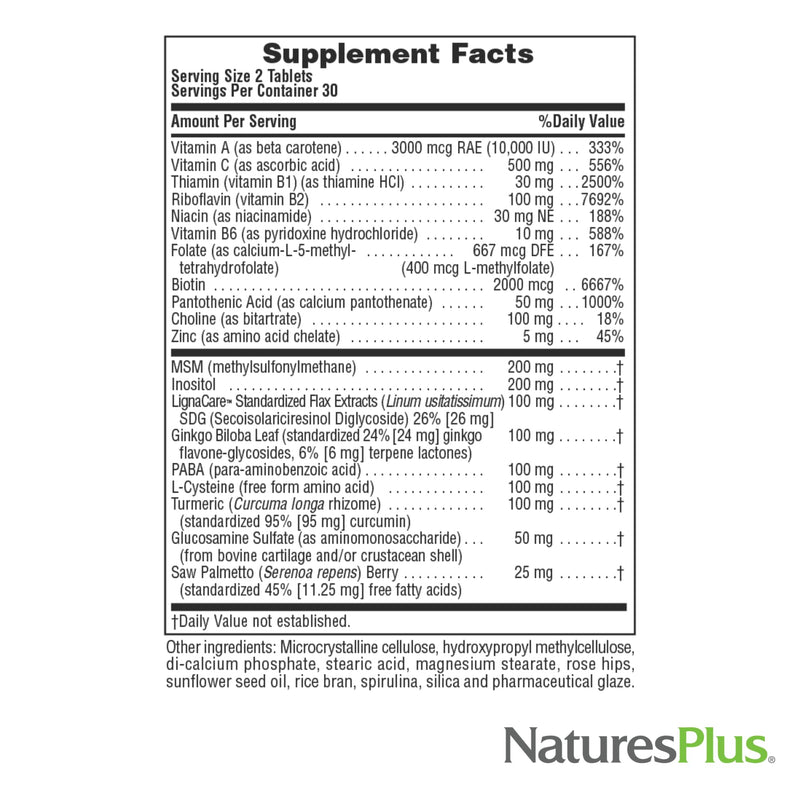 NaturesPlus Women’s Ultra Hair Plus - 60 Sustained Release Tablets, Pack of 2 - Nutritional Support for Healthy Hair Structure - Gluten Free - 60 Total Servings 60 Count (Pack of 2)