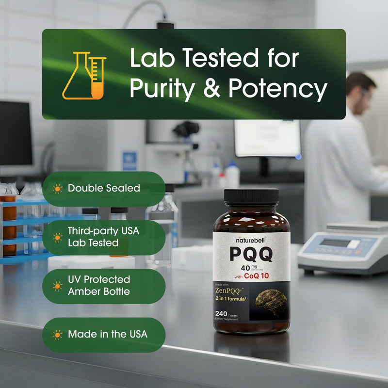 NatureBell PQQ 40mg with CoQ10 10mg, 240 Capsules