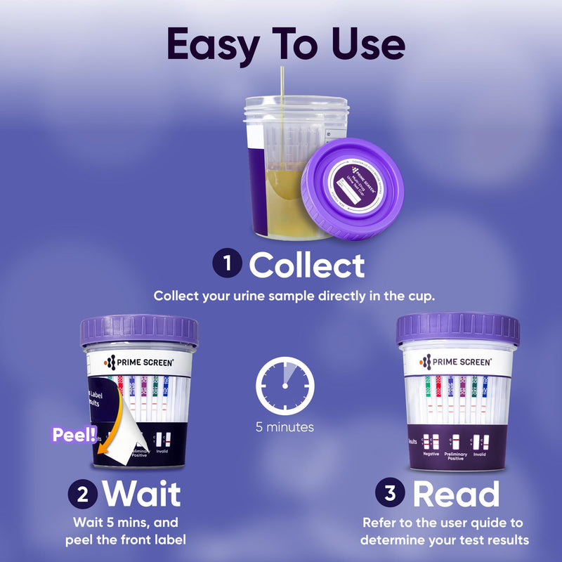 [5 Pack] Prime Screen Multi Drug Urine Test Cup -6 Panel (BZO,COC,mAMP,OPI, OXY,THC) C-CUP-TDOA-564 5 - BeesActive Australia