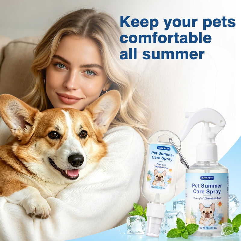 Dog Cooling Spray 160ml – Fast Refreshing Mist for Summer at Home & in The Car, with Menthol, Aloe Vera & Oat, Ideal for Brachycephalic, Double-Coated & Senior Dogs