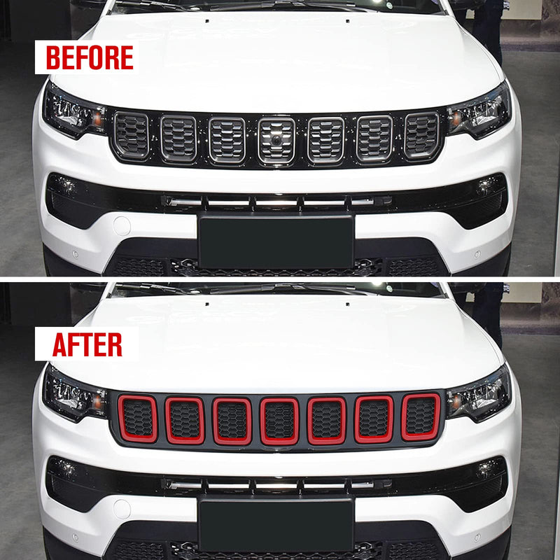 JeCar Grille Inserts ABS Front Grill Cover Exterior Accessories for Jeep Compass MP 2017-2020, Red - BeesActive Australia