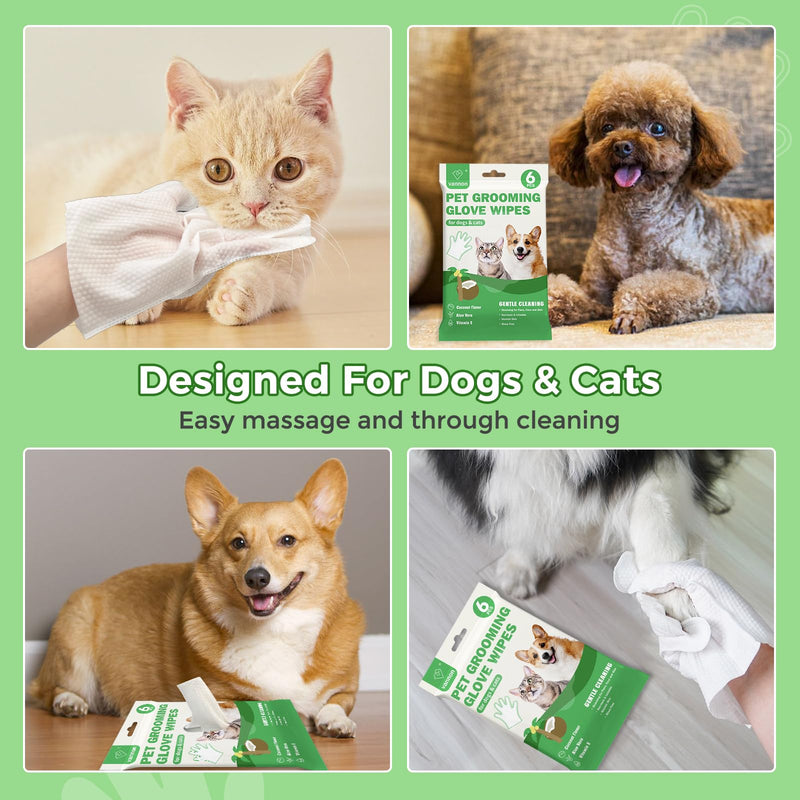 Vannon Extra Thick Pet Bathing Wipes for Dogs & Cats, Cleaning & Odor-Controlling Grooming Gloves, Nourish Fur Glove Wipes for Daily Care and Traveling, Rinse Free, Coconut Scent, 2 Pack, 12 PCS B-Coconut Scent 2pack - PawsPlanet Australia
